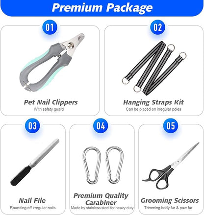 ATESON Pet Grooming Hammock for Medium/Large Dogs with Nail Clippers/Nail Trimmers/Grooming Scissors, Dog Grooming Harness for Nail Trimming, Pet Grooming Sling Helper