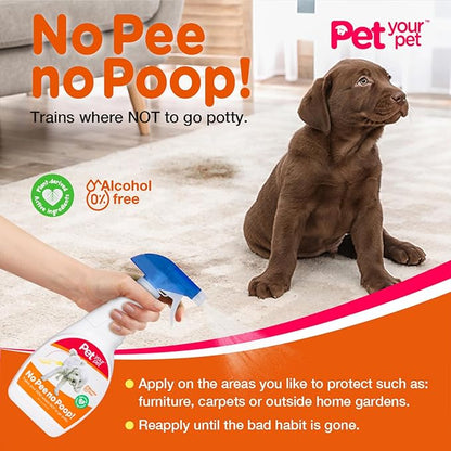 Dog Potty Training Spray No Pee No Poop, 16 Fl Oz, Non Toxic Spray for Dogs Only, Natural Pee Deterrent, Prevents Urine Marking and Pooping, Indoor Outdoor House Training Aid