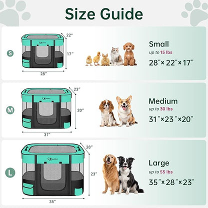 Dog Playpen,Cat Pet Puppy Pen,Portable Playpens for Dogs Indoor Outdoor Travel Camping Use,Foldable Dog Kennel Tent Crate for Rabbit Small Animals with Carrying Case (Green, Small)