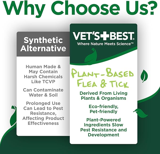 Vet’s Best Natural Flea and Tick Spray Shampoo for Dogs – Natural Plant-Based Formula with Certified Essential Oils – Anti-Flea and Tick Treatment with Itch Relief – Safe Pest Control – 16 oz Bottle