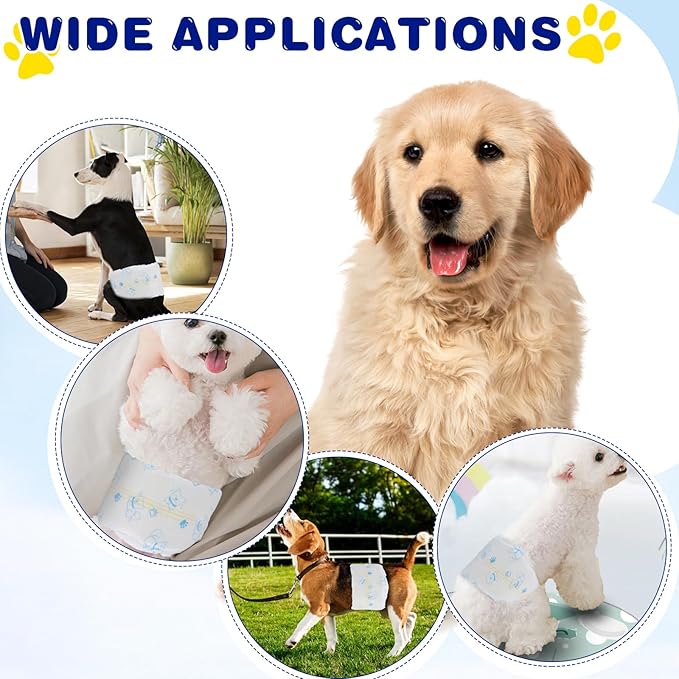 XPCARE 50 Count Disposable Male Dog Diapers, Male Dog Wraps,Super Absorbent Leak-Proof Fit (Medium)