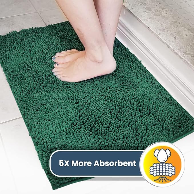 Muddy Mat® | Super Absorbent Door Mat Indoor, Microfiber Quick Dry Chenille Entryway Rug, Non-Slip Front Door Mat, Indoor Mats for Entryway, Machine Washable Pet Rug, Dark Green XXL 60"X48"