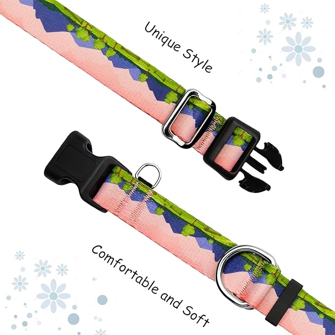 Martingale Collar for Dogs with Buckle No Pull Adjustable Nylon Limited Slip Training Dog Collars (Red Sunset, Large)