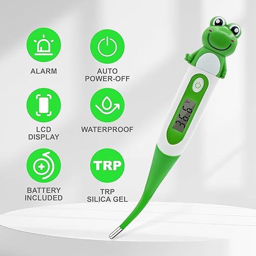 Digital Thermometer for Adults & Kids, Cartoon Design Oral Thermometer for Babies, Accurate Body Temperature Reading in 60 Seconds,with Fever Alert Sound Feature (1)