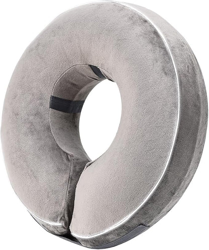 Inflatable Reflective Dog Cone Collar Alternative After Surgery,Doggie Recovery Dount Neck Ecollar,Adjustable Soft Dog Cone Collar for Small Medium Large Dogs (Grey, S)