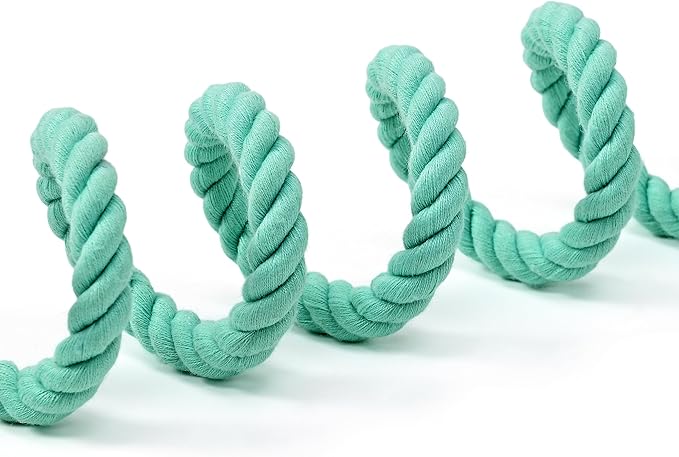 Mile High Life Dog Leash, Braided Cotton Rope Leashes with Leather Tailor Tip with Leather Tip - Heavy Duty Metal Clasp, 5FT, 1/2" Thick - Wedding, Walking Leash for Medium Large Dogs(Green)