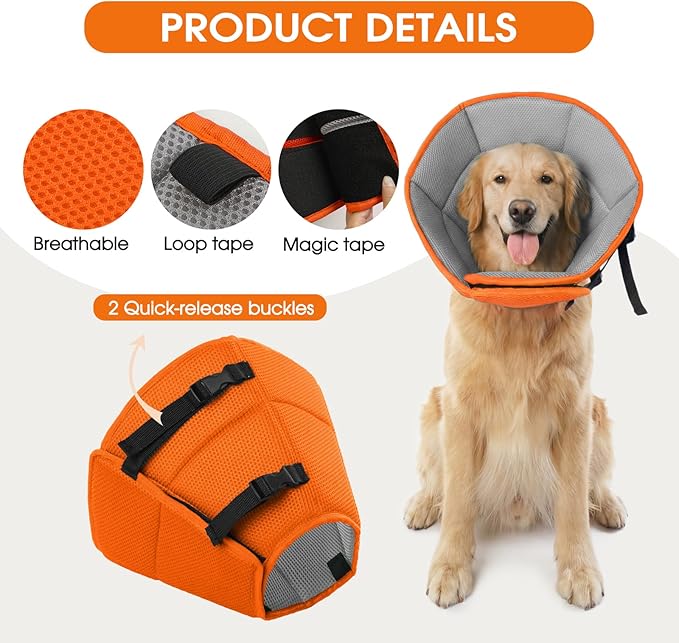 Dog Cone Collar After Surgery, Soft Cone for Small Dogs to Stop Licking, Adjustable Elizabethan Collar for Dogs, Lightweight Breathable Dog Recovery Cones for Wound Healing & Hot Spots
