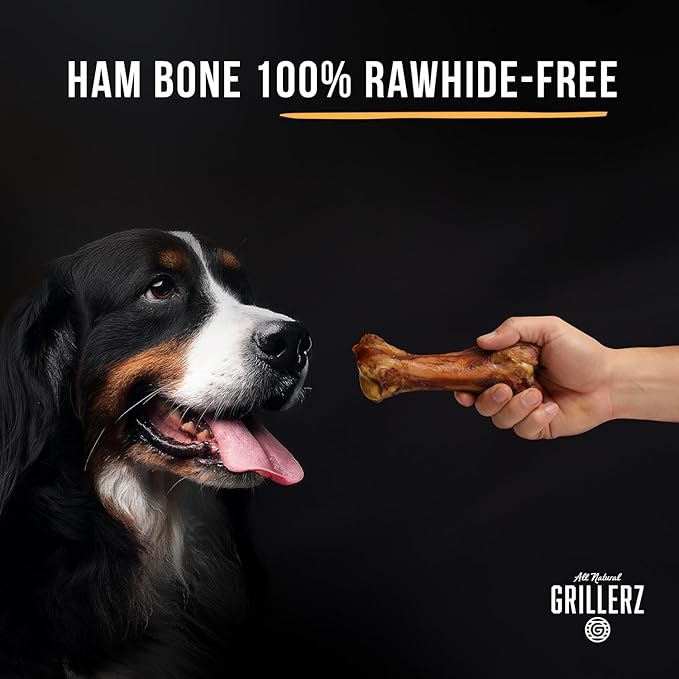 Scott Pet Grillerz Vacuum Sealed Ham Bone, 1 Count, Rawhide Free, All Natural Treat for All Breeds, Long Lasting, Easy to Digest, Dog Chew for Healthy Teeth