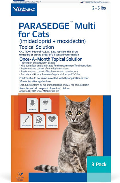 PARASEDGE™ Multi 5 for Cats (imidacloprid + moxidectin) Topical Solution 2-5 lbs, 3 Pack