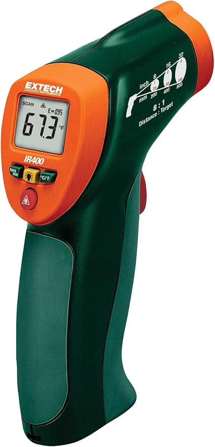 Extech IR400 Mini Infrared Thermometer with Laser Pointer, -4 to 630°F (-20 to 330°C) Non-Contact Surface Temperature Gun, Compact Handheld Design with Backlit LCD and Auto Power Off