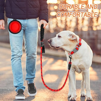 BARKBAY Dog Leashes for Large Dogs Heavy Duty Dog Leash 4/5/6 FT with Comfortable Padded Handle and Highly Reflective Threads for Medium Large Dogs Walking Training Running (4FT-1/2'',Red)
