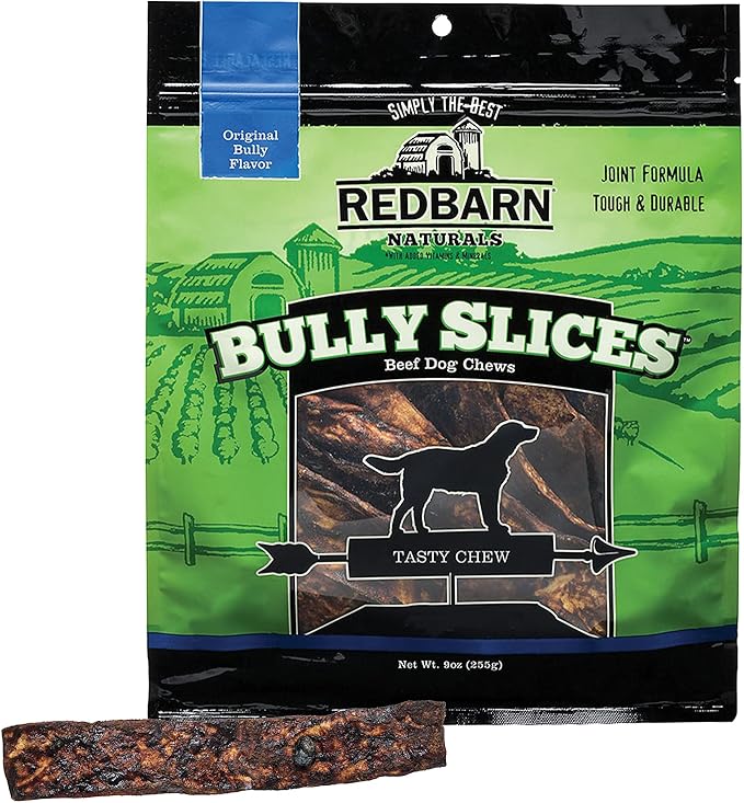 Redbarn Bully Slices for Dogs, Highly Palatable, Long-Lasting Natural Dental Treats with Functional Ingredients, 9 oz. (Pack of 2) - Original Bully