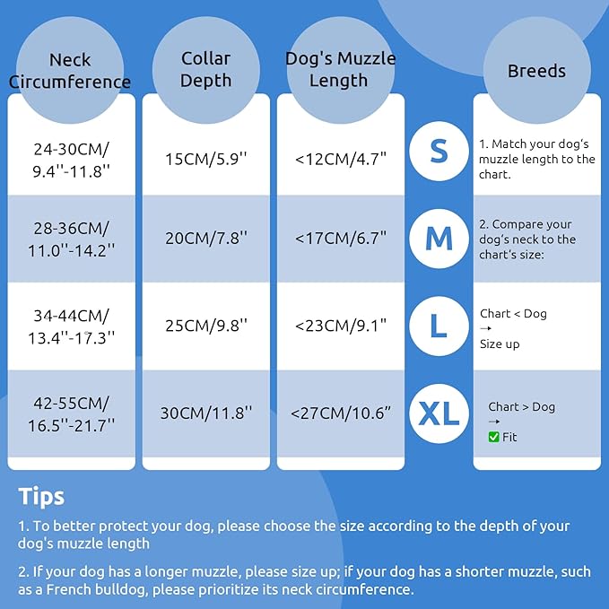 Dog Cone Collar - Soft Elizabethan Collar for Dogs After Surgery, Comfy Cone for Dogs to Stop Licking, Adjustable Dog Cone Alternative for Wound Healing (Navy M)