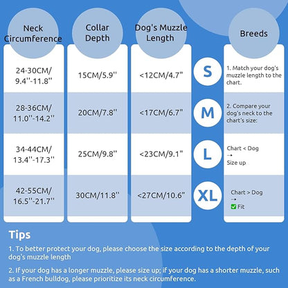 Dog Cone Collar - Soft Elizabethan Collar for Dogs After Surgery, Comfy Cone for Dogs to Stop Licking, Adjustable Dog Cone Alternative for Wound Healing (Navy, L)