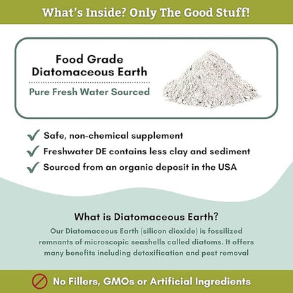 Wholistic Pet Organics Diatomaceous Earth - Food Grade for Dogs & Cats - 4 Oz - Multi Use Powder - Pet Safe Non-Chemical Freshwater Sourced Silica Supports Overall Health - Made in USA - 32 Scoops