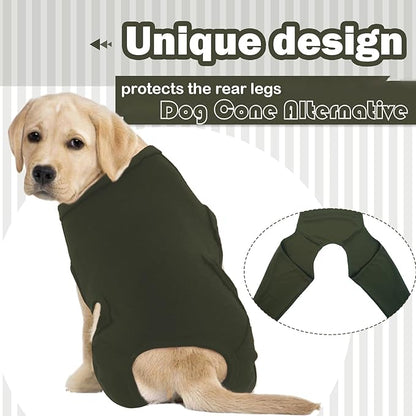 ROZKITCH Dog Leg Surgery Recovery Suit Rear Legs, Pet Sleeve to Prevent Licking Wound Elbow Protector, Dog Recovery Suit Cone Collar Alternative for Sprain ACL CCL Arthritis Joint Care Green XL