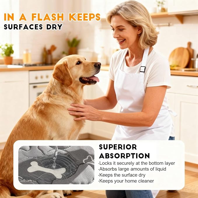 2PC Puppy Pads with Pheromones, Washable Puppy Pee Pads for Dogs Reusable Puppy Pads for Dogs and Cats - Leak & Odor Proof, Non-Slip Base Training Pads for Home & Travel(with Pet Hair Removal Gloves)
