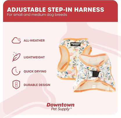 Downtown Pet Supply Step-in Dog Harness – No Pull, Adjustable Padded Mesh with Reflective Trim, Secure Buckle Strap – Comfortable & Breathable Small Dog Harness, XX-Small, Floral