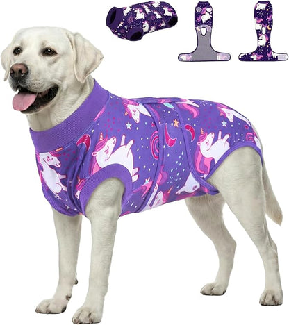PetWarm Recovery Suit for Male Dogs Neutered, Dog Surgical Recovery Suit, Spay and Neuter, Prevents Licking After Surgery, Onesies for Dogs, Unicorn Pattern, Purple, XL