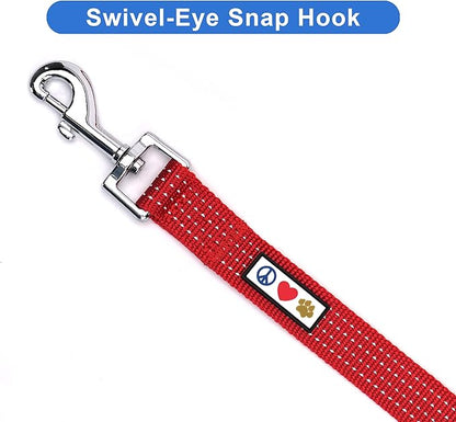 Pawtitas Red Dog Leash 6 ft M/L Reflective Durable Lightweight Dog Lead for Medium or Large Dogs and Puppies