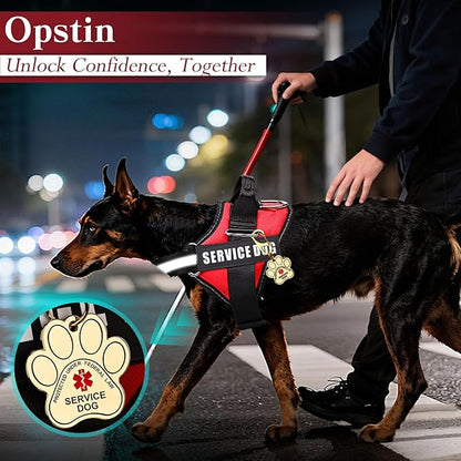 Opstin Service Dog Vest, ID Tag + 50 ADA Information Cards, Service Dog Harness w Patch in Sizes X Small to XX Large, Ruggedized Metal Tag, Service Animal Information Cards, ESA Accessory Set XX-LARGE