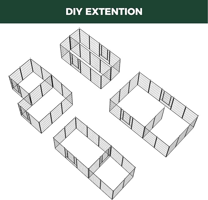 FXW Rollick Unleashed Dog Playpen for Indoor, Yard, RV Camping, 45 inch 16 Panels Dog Pen with Connectors (Pack of 2) for Large Dogs│Patented