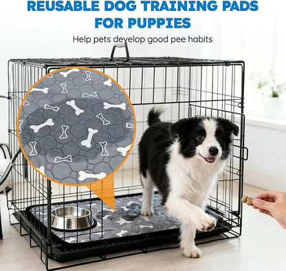 Washable Pee Pads for Dogs, Absorbent Reusable Puppy Training Pads, Leakproof, Non-Slip, Waterproof Cat Doggie Pad Pet Potty Mat for Indoor&Outdoor, Whelping, Playpen, Crate, Gray 28"x40"