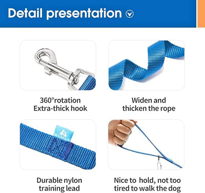 BAAPET 15/20/30/50/100 ft Long Dog Training Leash with Clickers for Small, Medium and Large Dogs or Cats (100 Feet, Blue)