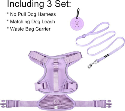 Petmolico Dog Harness for Small Dogs, Cute Harness Vest with Two Leash Clips and Soft Handle, Reflective Easy Walk Puppy Vest - Light Purple, X-Small