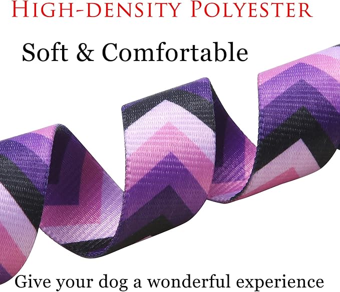 Mihqy Dog Collar and Leash Set with Bohemia Floral Tribal Geometric Patterns - Soft Ethnic Style Collar Adjustable for Small Medium Large Dogs(Purple Arrow Set,L)