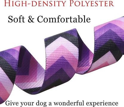 Mihqy Dog Collar and Leash Set with Bohemia Floral Tribal Geometric Patterns - Soft Ethnic Style Collar Adjustable for Small Medium Large Dogs(Purple Arrow Set,XS)