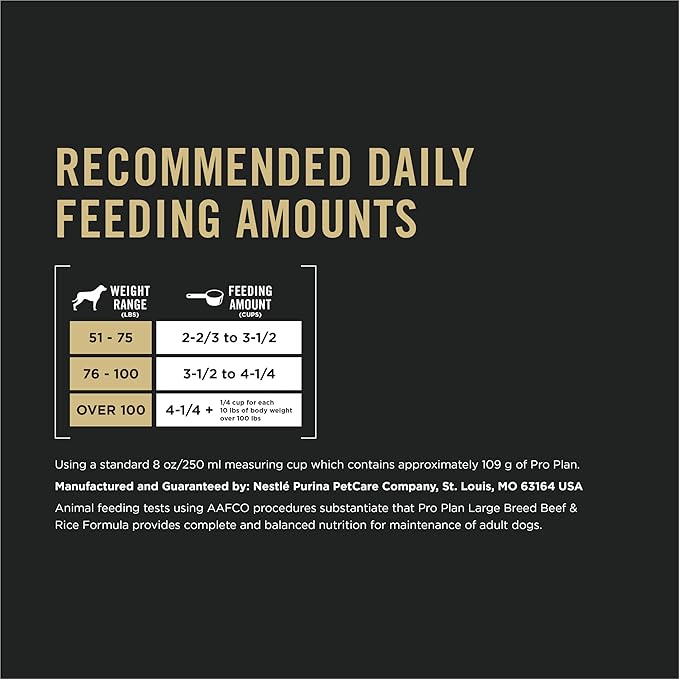 Purina Pro Plan Large Breed Dry High Protein Dog Food with Probiotics for Dogs, Beef and Rice Formula - 18 lb. Bag