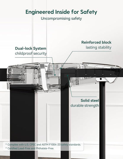 Babelio Extra Wide Baby/Dog Gate PressGuard P7, 29-55" Auto Close for The House and Doorway, Safety Pressure Mounted Pet Door, NO Need Tools and Drilling, Black
