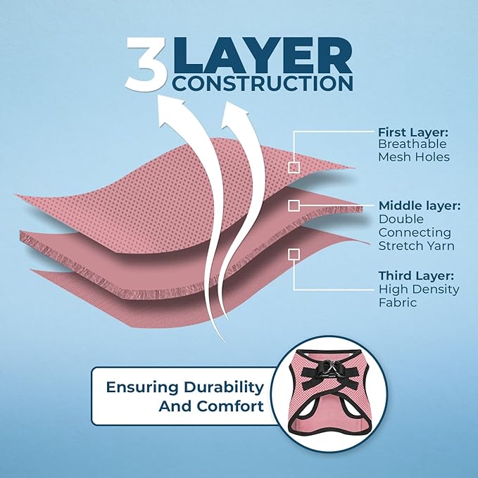 Best Pet Supplies Voyager Step-in Air All Weather Mesh Harness and Reflective Dog 5ft Leash Combo with Neoprene Handle, for Small, Medium and Large Breed Puppies - Set (Pink), Small