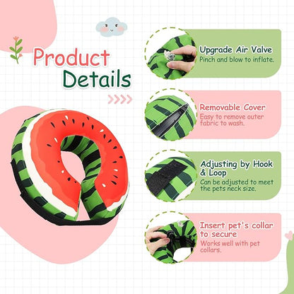 Dog Cone Collar Alternative, Inflatable, Waterproof Fabric Comfy Pillow for Dogs (Red-Green, XL(Neck:19.68'-29.6'))