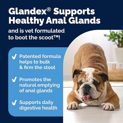 Vetnique Glandex Anal Gland Soft Chew Treats with Pumpkin for Dogs Digestive Enzymes, Probiotics Fiber Supplement for Dogs Boot the Scoot (30ct, Peanut Butter Chews)