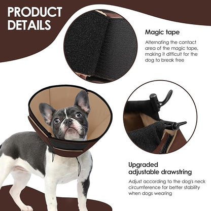 Dog Cones for Large Dogs, Soft Cone for Dogs to Stop Licking, Breathable Pet Surgery Collar Cone for Extra-Large Pets, Brown XL