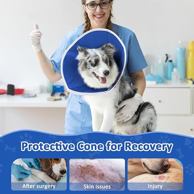BARKLESS Dog Cone, Soft Cone for Dogs After Surgery to Stop Licking, Alternative to Recovery Collar, Adjustable Elizabethan Collar for Neutering and Wound Care