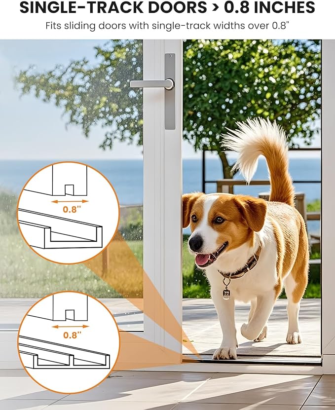 Dog Door for Sliding Glass Insert for Cat Doggie Doggy Pet Doors with Lock, Adjustable Height 74.8" to 80.71"