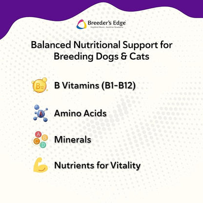 Breeder’s Edge B Strong Powder, B-Complex Vitamin Supplement for Dogs and Cats, Supports Reproductive Health, Promotes Normal Heat Cycles, and Helps Maintain Energy, 300g