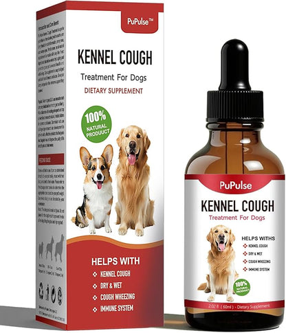 Kennel Cough for Dogs, Natural Dog Cough Treatmen, Gentle Dog Allergy Relief, Cough Supplement for Dogs Respiratory Infection, Herbal Drops for All Breeds & Sizes