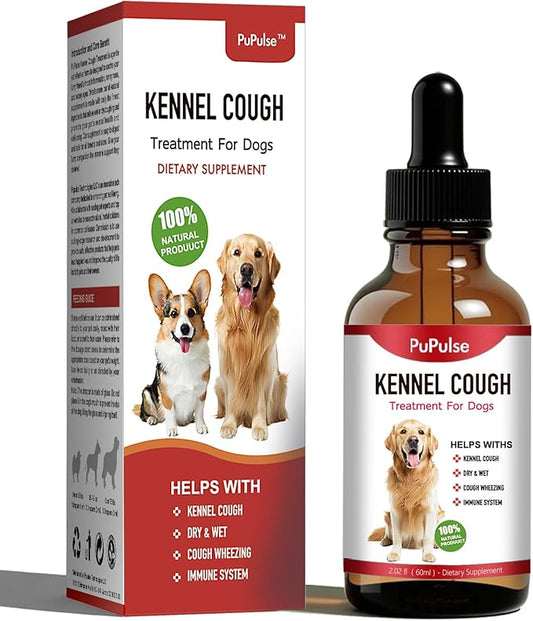 Kennel Cough for Dogs, Natural Dog Cough Treatmen, Gentle Dog Allergy Relief, Cough Supplement for Dogs Respiratory Infection, Herbal Drops for All Breeds & Sizes