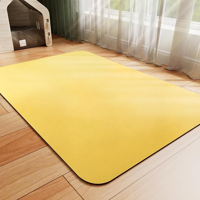 HotLive Dog Food Mat - Absorbent Cat Mat for Food and Water, No Stains Pet Feeding Bowl Mat, Easy to Clean Pet Placemats, Quick Dry Dog Water Dispenser Mat for Messy Drinkers | Yellow 18"x34"