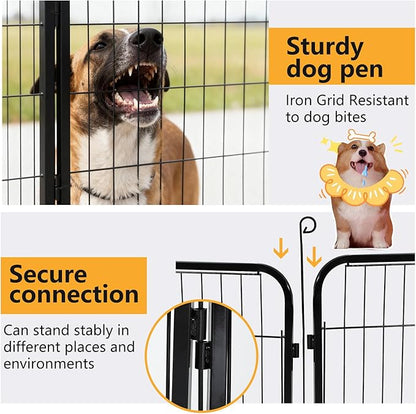 FDW Dog Playpen Dog Pen 16 Panels 40 Inch Hight Indoor Outdoor Folding Metal Portable Puppy Exercise Pen Heavy Duty Dog Fence for Yard Camping,Black