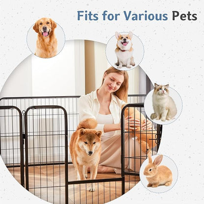 DUMOS Dog Playpen Indoor, Metal 24 Inch 2 Panels Foldable Pet Fence with Door, Outdoor Small Medium Large Dog Puppy Portable Exercise Play Pen for RV Camping, Trips, Play Yard
