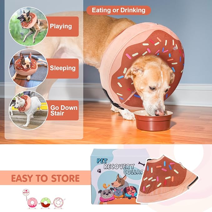 BEAUTYZOO Dog Cone Alternative After Surgery for Large Medium Small Dogs, Soft Inflatable Cone Collar for Dogs Cats, Dog Neck Donut E Collar Dogs Recovery Collar to Stop Licking, Chocolate Brown, XL