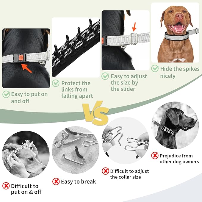 Mayerzon Martingale No Pull Collar for Medium Large Dogs, Patented Anti Pull Dog Collar with Buckle for Walking Training, with Neoprene Padding and Reflective Stitching, Adjustable(Grey, M)