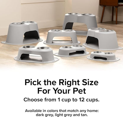 WeatherTech Double High Pet Feeding System w/Plastic Dog/Cat Bowls - 10" High Stand Light Grey (PDHC6410LGLG)