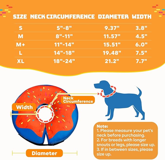 Gimars Inflatable Dog Cone Alternative Dog Donut Collar After Surgery, Soft Neck Pillow Recovery Cone Collar, E Collar and Elizabethan Collar Alternative for Small and Medium, M Neck:8"-12"