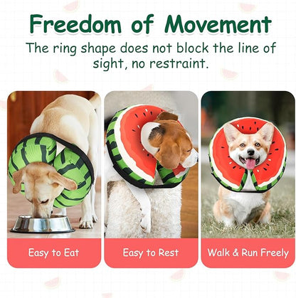 Dog Cone Collar Alternative, Inflatable, Waterproof Fabric Comfy Pillow for Dogs (Red-Green, XL(Neck:19.68'-29.6'))